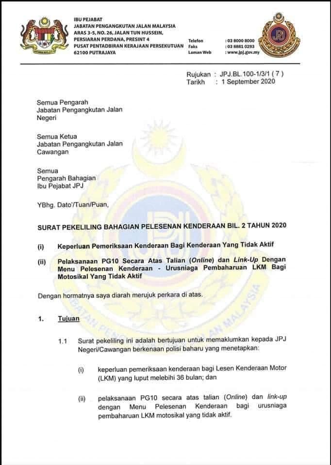 JPJ - TIDAK PERLU PEMERIKSAAN PUSPAKOM KENDERAAN KURANG 3 TAHUN